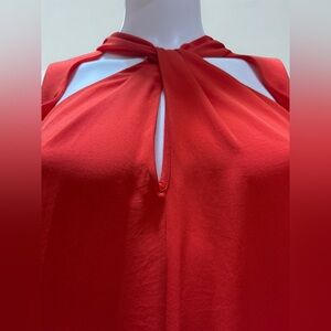 BCBGMaxAzria Poppy Keyhole Twist-Neck Cut Out Top - Size L